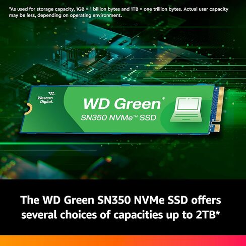 Western Digital 500GB WD Green SN350 NVMe Internal SSD Solid State Drive - Gen3 PCIe, M.2 2280, Up to 2,400 MB/s - WDS500G2G0C in Kuwait