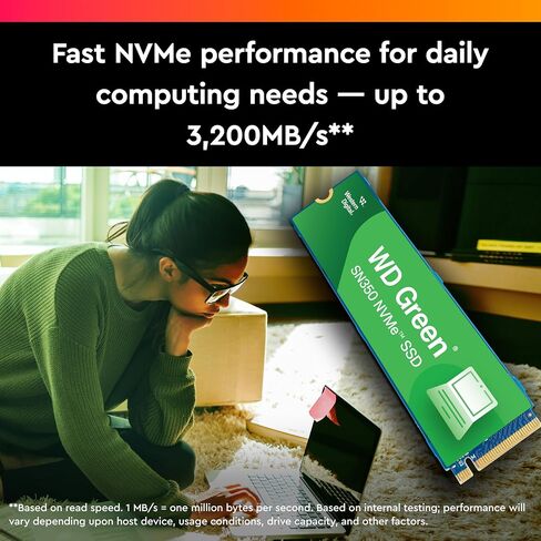 Western Digital 500GB WD Green SN350 NVMe Internal SSD Solid State Drive - Gen3 PCIe, M.2 2280, Up to 2,400 MB/s - WDS500G2G0C in Kuwait