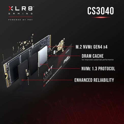 PNY XLR8 CS3040 500GB M.2 NVMe Gen4 x4 Internal Solid State Drive (SSD) - M280CS3040-500-RB in Saudi Arabia