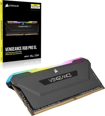 كورسير ذاكرة DDR4 3600 RGB برو اس ال 32 جيجابايت (2×16 جيجابايت) من فينجيانس (PC4-28800) C18 1.35 فولت محسن لAMD رايزن - اسود in Kuwait