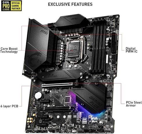 MSI MPG Z490 Gaming Plus Gaming Motherboard (ATX, 10th Gen Intel Core, LGA 1200 Socket, DDR4, CF, Dual M.2 Slots, USB 3.2 Gen 2, 2.5G LAN, DP/HDMI, Mystic Light RGB) in Saudi Arabia