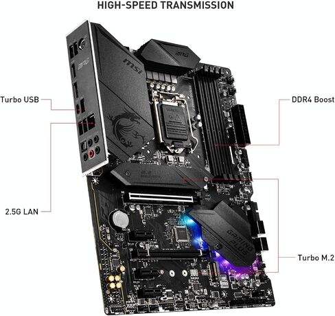 MSI MPG Z490 Gaming Plus Gaming Motherboard (ATX, 10th Gen Intel Core, LGA 1200 Socket, DDR4, CF, Dual M.2 Slots, USB 3.2 Gen 2, 2.5G LAN, DP/HDMI, Mystic Light RGB) in Saudi Arabia