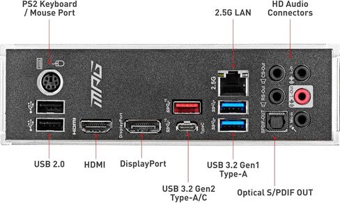 MSI MPG Z490 Gaming Plus Gaming Motherboard (ATX, 10th Gen Intel Core, LGA 1200 Socket, DDR4, CF, Dual M.2 Slots, USB 3.2 Gen 2, 2.5G LAN, DP/HDMI, Mystic Light RGB) in Saudi Arabia