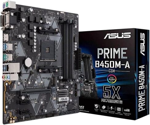 ASUS Prime B450M-A/CSM AMD AM4 (3rd/2nd/1st Gen Ryzen Micro-ATX commercial motherboard (1Gb LAN, ECC Memory, D-Sub/HDMI/DVI-D, TPM header, COM port, ASUS Control Center Express) in Kuwait