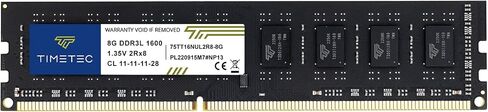 Timetec 4GB DDR3L / DDR3 1600MHz PC3L-12800 / PC3-12800 Non-ECC Unbuffered 1.35V / 1.5V CL11 2Rx8 Dual Rank 240 Pin UDIMM Desktop PC Computer Memory RAM Module Upgrade (4GB) in Kuwait