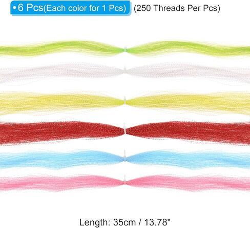 PATIKIL Crystal Flash Fly Fishing Line Fly Tying Material, 6Pcs 250 Strands Dry Flies Decorating Accessories for Making Fishing Hook Lure Flies, 6 Colors in Saudi Arabia