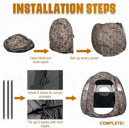 1-3 Person Hunting Blinds, 300 Degree See Through Pop up Ground Blinds for Deer Turkey Duck Hunting, Bow Hunting Accessories, Double Side Zipper Window in Saudi Arabia