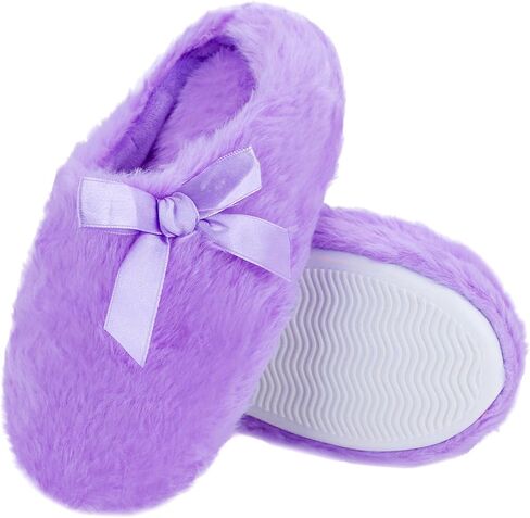 MEJORMEN Girls Fluffy House Slippers Cozy Plush Slip-on House Shoes Kids Warm Bedroom Slippers Memory Foam Slippers for Indoor Outdoor in Saudi Arabia