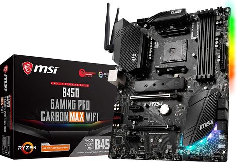 MSI Performance GAMING AMD Ryzen 1st, 2nd, and 3rd Gen AM4 M.2 USB 3.2 Gen 2 DDR4 HDMI Display Port Wi-Fi ATX Motherboard (B450 GAMING PRO CARBON MAX WIFI) in Saudi Arabia