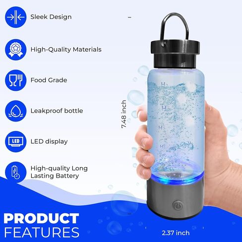 مياه الهيدروجين المتقدمة من HydroBottle مع مقياس TDS، وخطاف متين، وغطاء واقٍ - ترطيب معزز أثناء التنقل in Saudi Arabia