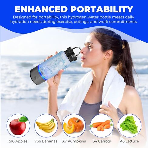 مياه الهيدروجين المتقدمة من HydroBottle مع مقياس TDS، وخطاف متين، وغطاء واقٍ - ترطيب معزز أثناء التنقل in Saudi Arabia