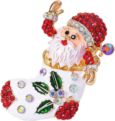 XGALBLA Christmas Brooch Pins, Rhinestone Crystal Enamel Christmas Jewelry Gift for Women Girls in Kuwait