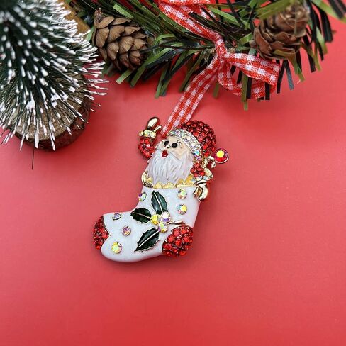 XGALBLA Christmas Brooch Pins, Rhinestone Crystal Enamel Christmas Jewelry Gift for Women Girls in Kuwait