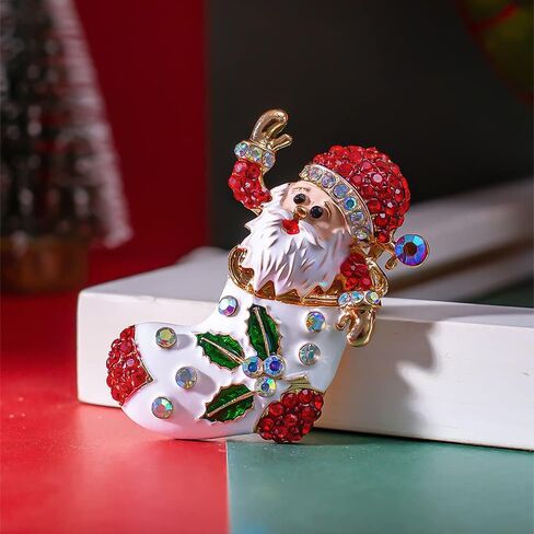 XGALBLA Christmas Brooch Pins, Rhinestone Crystal Enamel Christmas Jewelry Gift for Women Girls in Kuwait