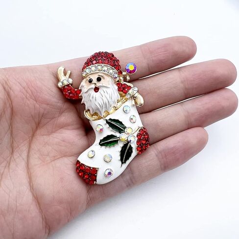 XGALBLA Christmas Brooch Pins, Rhinestone Crystal Enamel Christmas Jewelry Gift for Women Girls in Kuwait