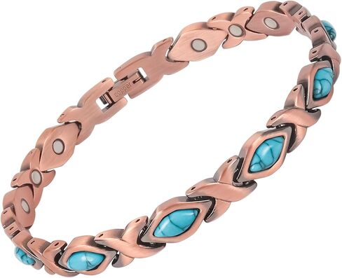 CocoButterFly - turquoise Pure Copper Bracelet - Women's Magnetic Copper Bracelet - With Size Tool Adjustable Length (Blue Turquoise) in Saudi Arabia