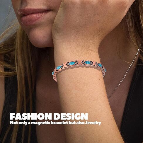 CocoButterFly - turquoise Pure Copper Bracelet - Women's Magnetic Copper Bracelet - With Size Tool Adjustable Length (Blue Turquoise) in Saudi Arabia