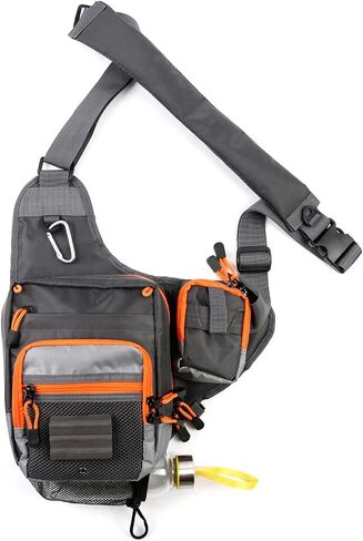 V-Cross Sling Pack - Breathable Mesh Back, Removable Fly Patch, Water Bottle Holder - Perfect for Fishing in Saudi Arabia