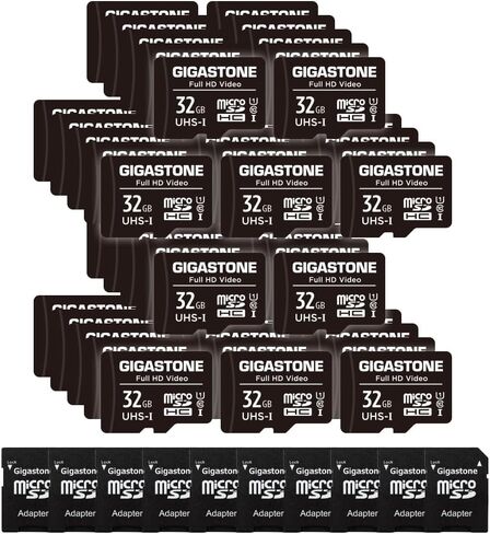 GIGASTONE 32GB Micro SD Card 50-Pack, Full HD Video, Surveillance Security Cam Action Camera Drone, 90MB/s Micro SDHC UHS-I U1 C10 Class 10, with Adapter in Saudi Arabia