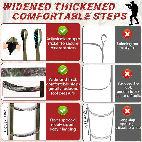 Step Climbing Aider,Climbing Stick Aiders for Hunting Rope Ladders Tree Steps Aider Treestand Gear Camo Foot Ascender Step Plate Stands Saddle Hang Strap Climb Sticks Equipment Tool,Thick in Saudi Arabia