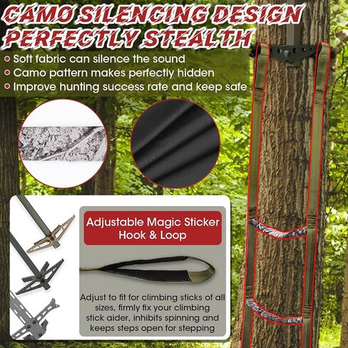 Step Climbing Aider,Climbing Stick Aiders for Hunting Rope Ladders Tree Steps Aider Treestand Gear Camo Foot Ascender Step Plate Stands Saddle Hang Strap Climb Sticks Equipment Tool,Thick in Saudi Arabia