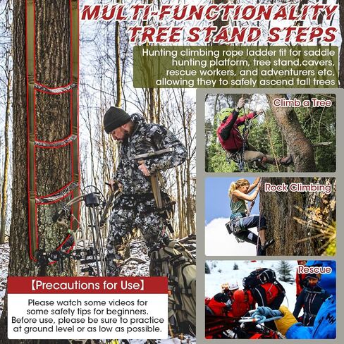 Step Climbing Aider,Climbing Stick Aiders for Hunting Rope Ladders Tree Steps Aider Treestand Gear Camo Foot Ascender Step Plate Stands Saddle Hang Strap Climb Sticks Equipment Tool,Thick in Saudi Arabia