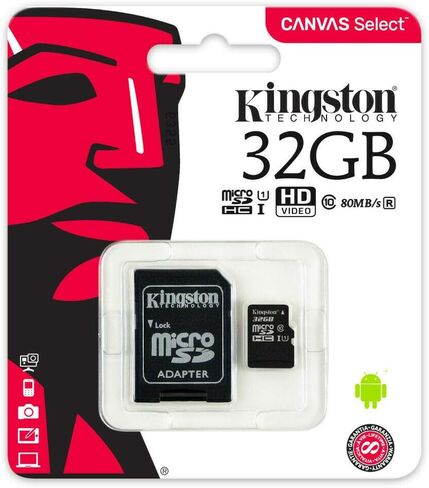 كينجستون كانفاس جو بطاقة ذاكرة microSDXC سعة 64 جيجا بايت فئة 10 microSD الفئة UHS-I 90MB/s R مع محول (SDCG2/64GB) in Kuwait