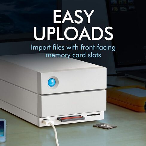 LaCie 2big Dock RAID 12TB External RAID Hard Drive HDD with SD Card CF Card Slots, for Mac and PC Desktop Data Redundancy Thunderbolt 3 USB-C USB 3.0, 1 Month Adobe CC, Data Recovery (STGB12000400) in Saudi Arabia