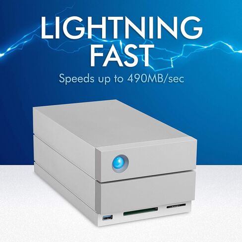 LaCie 2big Dock RAID 12TB External RAID Hard Drive HDD with SD Card CF Card Slots, for Mac and PC Desktop Data Redundancy Thunderbolt 3 USB-C USB 3.0, 1 Month Adobe CC, Data Recovery (STGB12000400) in Saudi Arabia