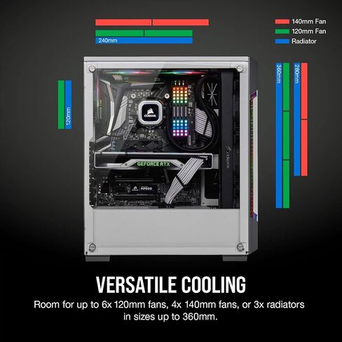 حافظة ذكية من Corsair Icue 220T RGB Airflow من الزجاج المقسى في منتصف البرج in Kuwait