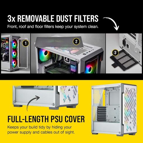 حافظة ذكية من Corsair Icue 220T RGB Airflow من الزجاج المقسى في منتصف البرج in Kuwait