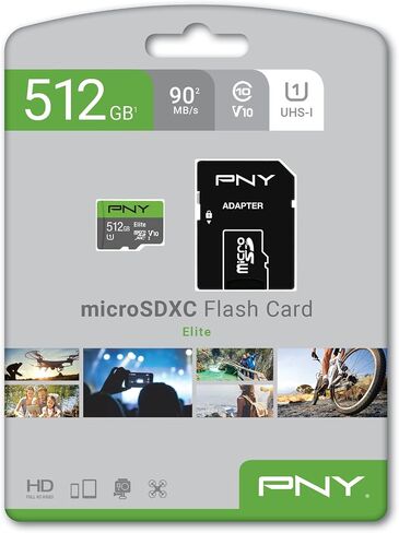 PNY Elite 512GB MicroSDXC Card, Up to 90MB/S – (P-SDU512U190EL-GE) in Kuwait