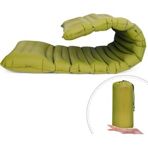 Extra Thick 4.8" Sleeping Pad for Camping, Self Inflating Camping Pad with Built-in Foot Pump, 78"x27" Ultralight Sleeping Pad with Pillow for Backpacking, Hiking, Travel & Outdoor Fun (Green)