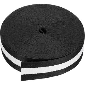 PATIKIL 12 Yard Webbing, 1.5 Inch Polypropylene Webbing Strap Heavy Webbing Roll Chair Straps for Indoor Outdoor Climbing DIY Crafting, Black White Stripes