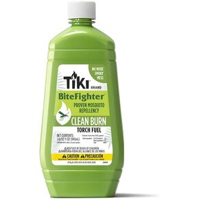 TIKI Brand 50oz BiteFighter Clean Burn Torch Fuel, Less soot and Smoke, Torch Fuel, Mosquito Repellent, citronella Fuel, Clear, 1223080
