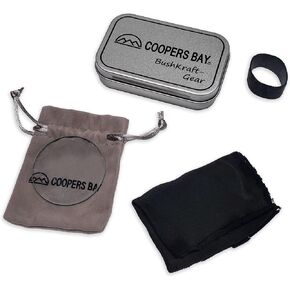 Lens Burning Fire Starter Kit - includes Glass Magnifying Lens, Char Cloth & Metal Storage Tin