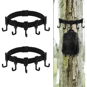 2pcs Treestand Strap Gear Hangers, Tree Stand Bow Gear Hanger Harness with 10pcs Hooks Tree Gear Holder Hunting Equipment Accessories for Outdoor, Hunting, Camping, Hiking, Backpack