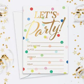 Sweetzer & Orange Party Invitations! 25 Gold Foil Traditional Invitations with Envelopes, Wedding, Baby and Bridal Shower Invite, Housewarming Birthday and Girls Quinceanera Invites