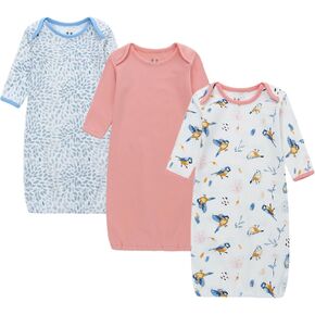Baby Newborn Gown, 3 Packs Baby Sleeping Bag, Long Sleeve Sleep Sack, Cotton Cloths for Newborn Boys Girls 0-12 Months