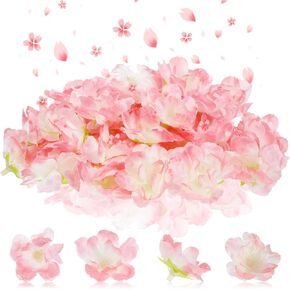 100 Pcs Cherry Blossom Petals Artificial Fake Cherry Blossom Flowers Peony Daisy Decor Sakura Floral Head Decor for Dress DIY Accessories Wedding Party Supply (Pale Pink, Pink, Rosy)