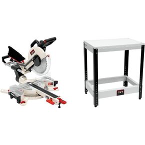 JET JMS-12X, 12-Inch Sliding Dual-Bevel Compound Miter Saw (707212) and Universal Benchtop Machine Table (728100)