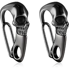 Hicarer 2 Pieces Skull Key Chain Skull Wallet Chain for Men Heavy Metal Skull Key Ring Skull Clasp Key Buckle