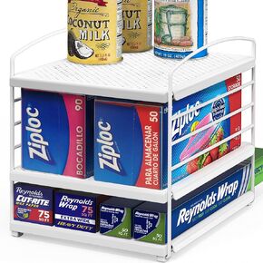 Simple Houseware 2PK Expendable Kitchen Counter Cabinet Shelf Organizer, White