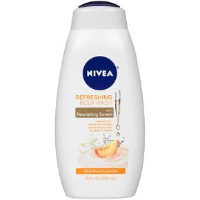 NIVEA White Peach and Jasmine Body Wash with Nourishing Serum, Pack of 3, 20 Fl Oz