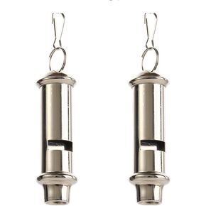 2pcs Stainless Steel Metal Whistle Portable Siren with Lanyard for Emergency Police Traffic
