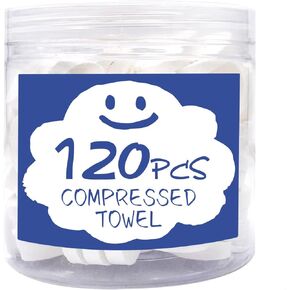（120 PCS） Camping Towel, Compressed Towels, Disposable Face Compressed Towel, Mini Compressed Towel,Portable Compressed Coin Tissue for Travel/Home/Outdoor Activities