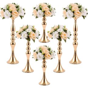 6 Pcs Wedding Flower Stand Metal Flower Centerpieces Stand for Table Flower Vase Arrangement Rack Candleholder Stand for Wedding Reception Dinner Table Holiday Party Decor (20, 15, 13 in, Silver)