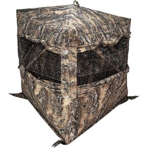 BOG Prevail Sitting Height Camo Ground Blinds with StealthZip Silent Zippers, 360 Degree Windows, StealthTrac Silent Windows, and Water Resistant 600D Fabric for Hunting, Shooting, and Outdoors