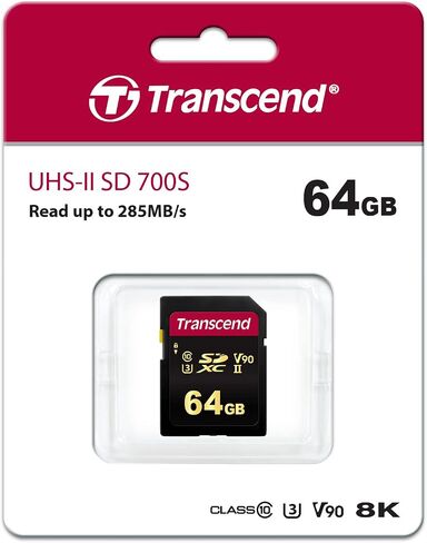 Transcend 64GB SDC700S SD UHSII SDXC Memory Card, 285MB/s, 8K, U3, V90, UHD in Kuwait