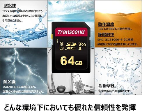 Transcend 64GB SDC700S SD UHSII SDXC Memory Card, 285MB/s, 8K, U3, V90, UHD in Kuwait